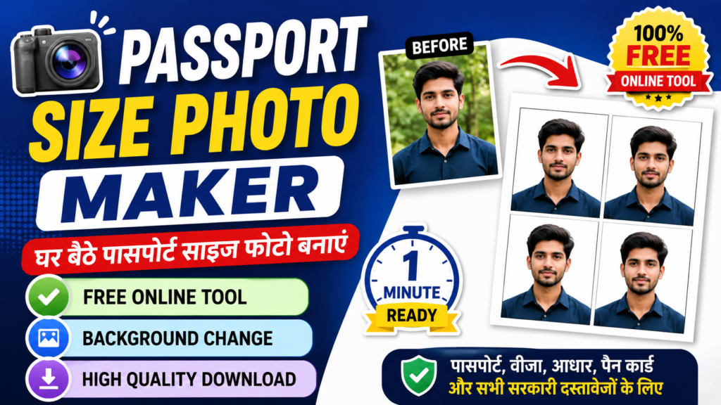 Passport Size Photo Maker Online Free – घर बैठे पासपोर्ट साइज फोटो बनाएं