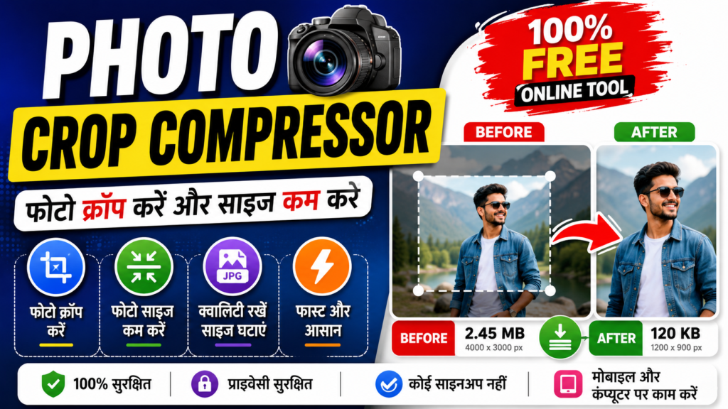 Photo Crop Compressor Online Free – फोटो क्रॉप और कंप्रेस करें